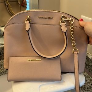 Michael Kors - dusty / pale pink handbag + wallet.